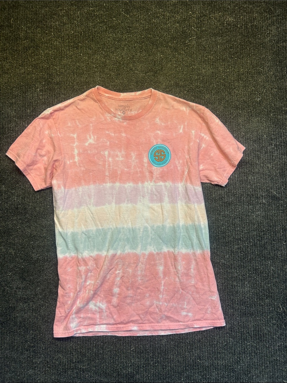 Simply Southern Pink Pastel Stripe Short Sleeve Tee